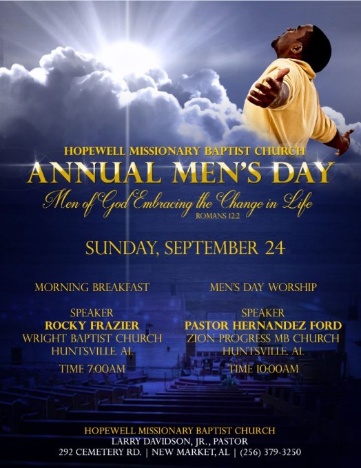 Worship Service – Annual Men’s Day – Hopewell Missionary Baptist Church