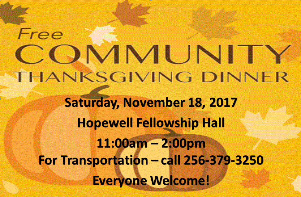 Community Thanksgiving Dinner – Hopewell Missionary Baptist Church