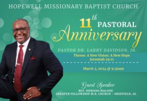 11th Pastoral Anniversary Of Pastor Dr. Larry Davidson, Jr. – Hopewell ...